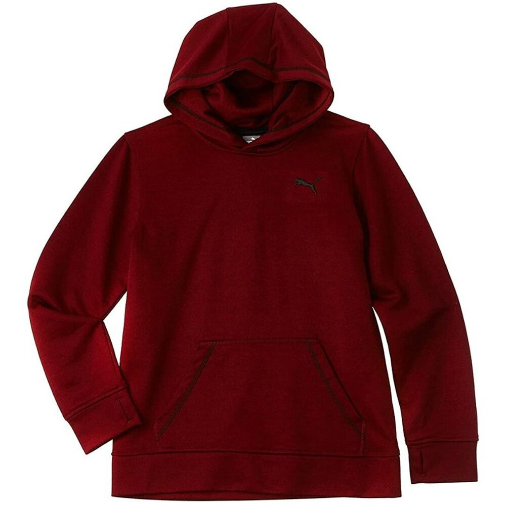 PUMA Kids Boys Solid Melange Hoodie Red Big Kids Size Large (14-16)